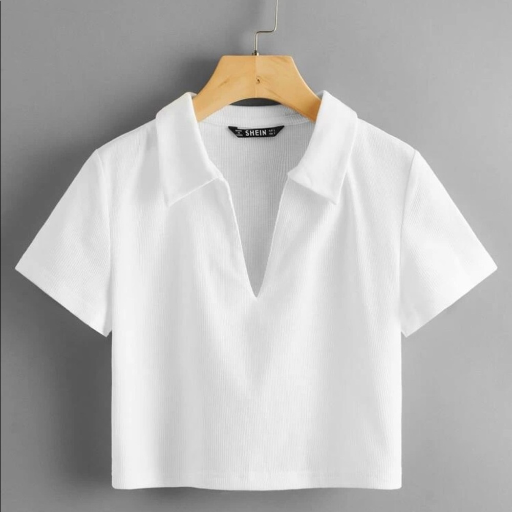 SHEIN white collared top